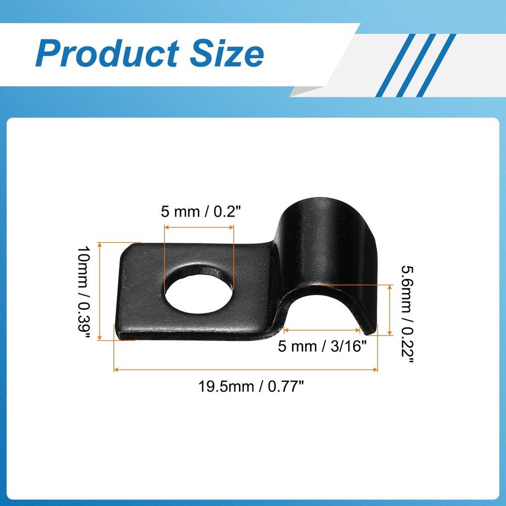 30Pcs 5mm Pipe Strap Carbon Steel Conduit Strap, Black