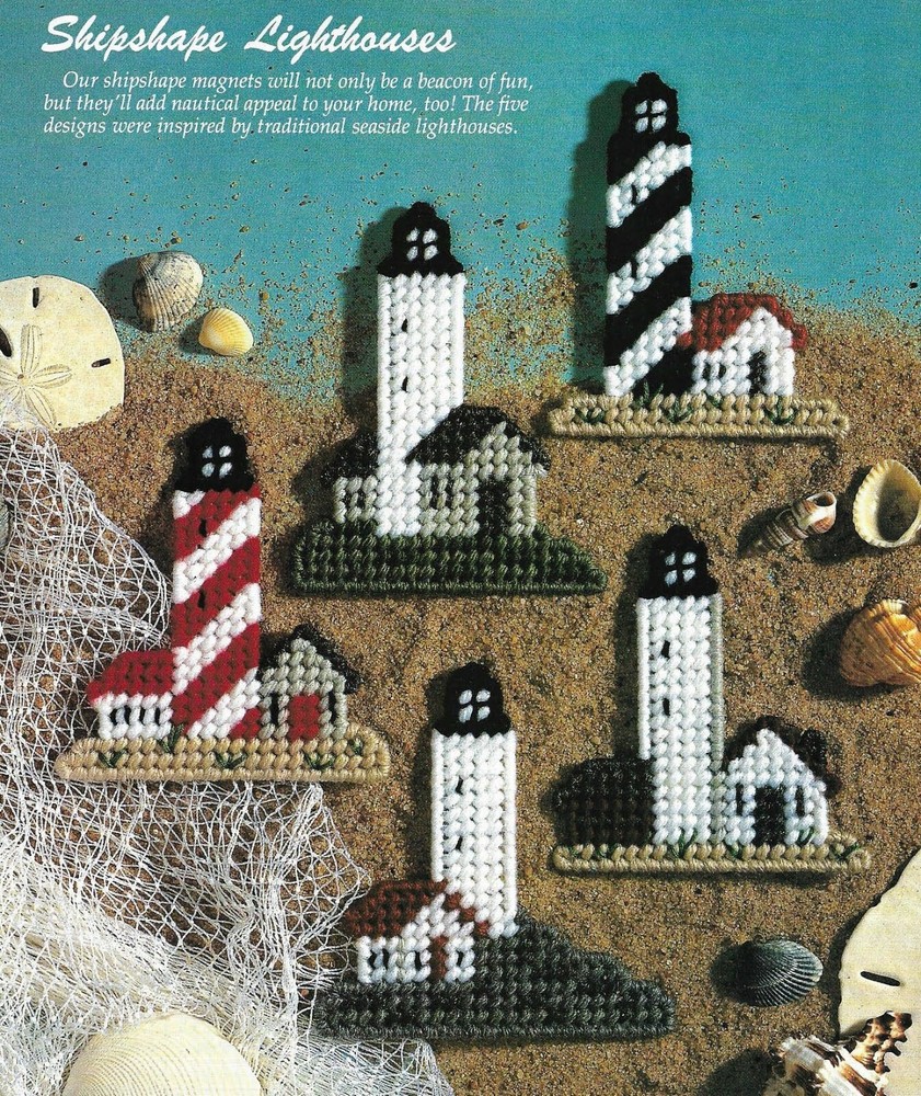 SHIPSHAPE LIGHTHOUSES 5 DESIGNS HOME DECOR PLASTIC CANVAS PATTERN INSTRUCTIONS