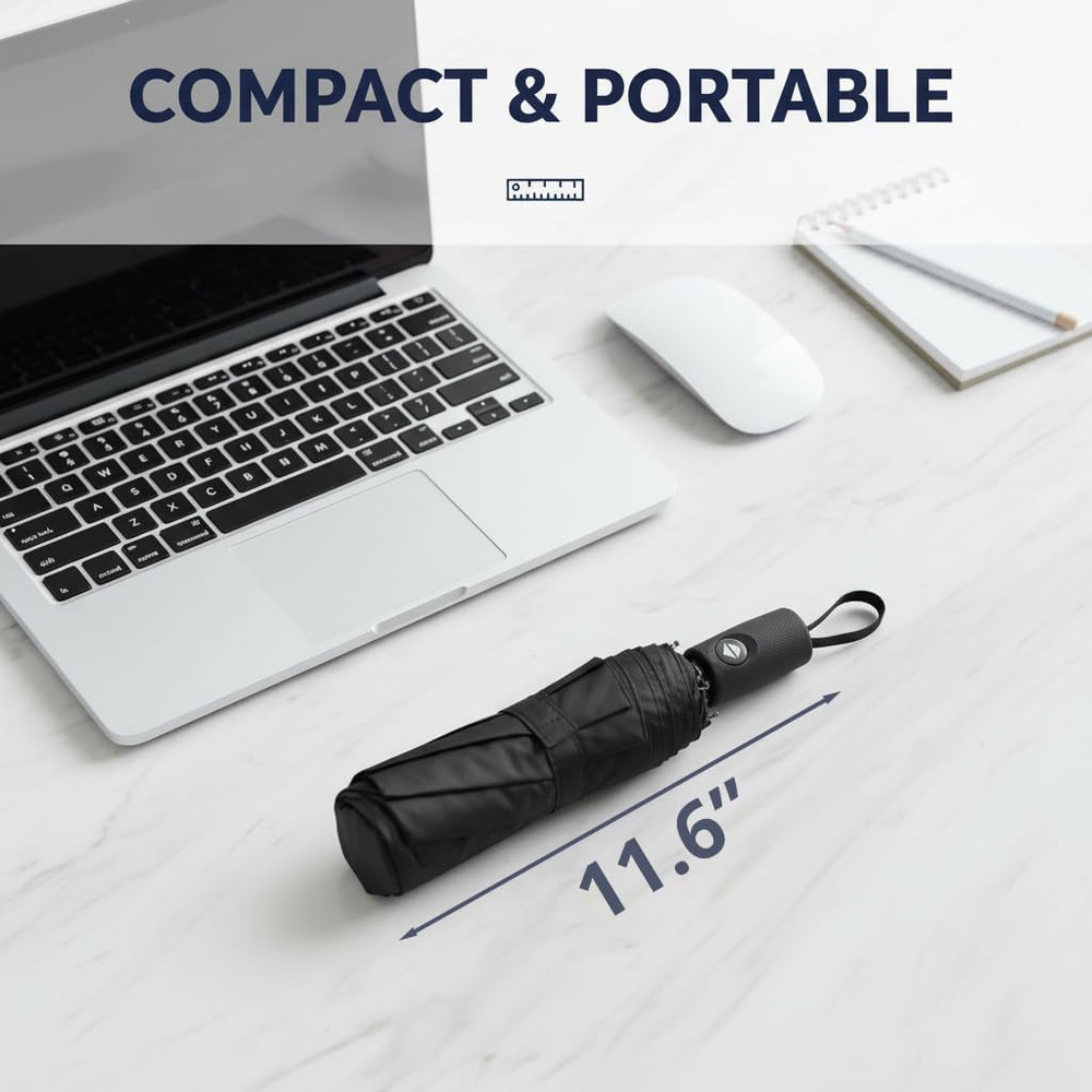 Windproof Travel Umbrella, Automatic Umbrellas for Rain, Compact