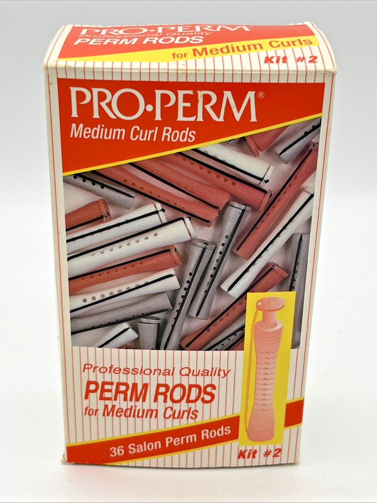 Pro Perm Medium Rods Kit #2 - 24 Salon Perm Rods Curlers Granniecore READ
