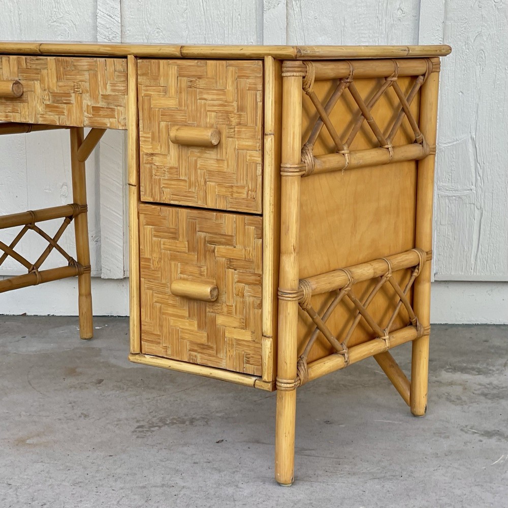 1970s Rattan Coastal Desk