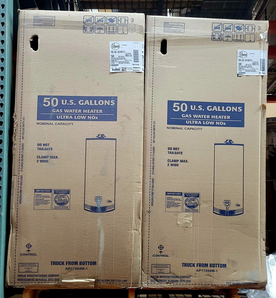 Rheem PRO+G50-38URH62EC1 Water Heater 50 Gal. Low Nox NG Atoms. Vent - LOT OF 2