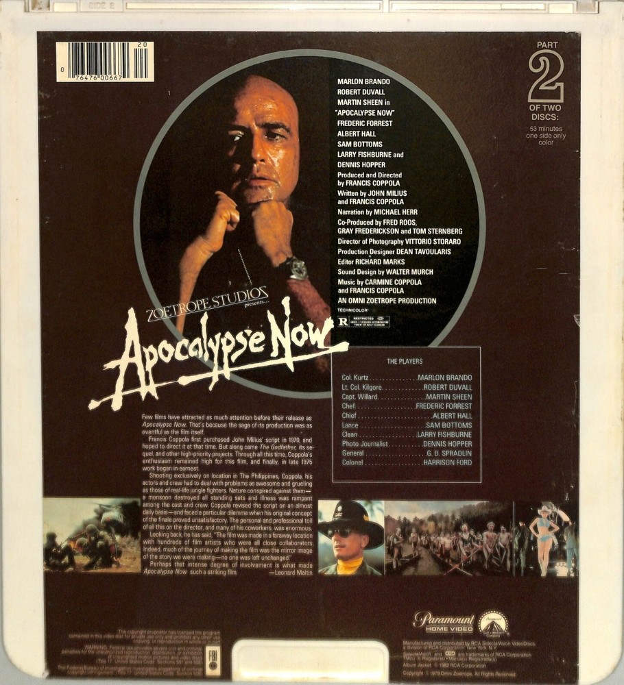 Apocalypse Now (1979) Vintage Double CED Videodisc