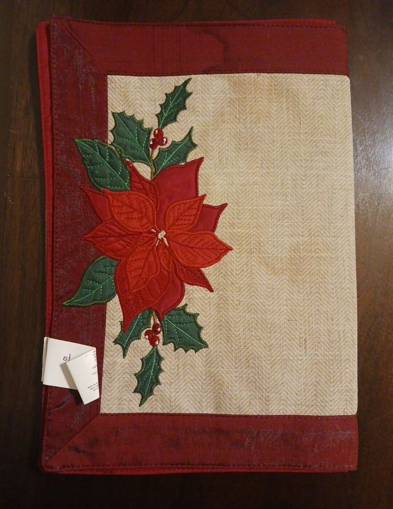 2 New Table Runners~Christmas Poinsettia~~St Nicholas Rectangular