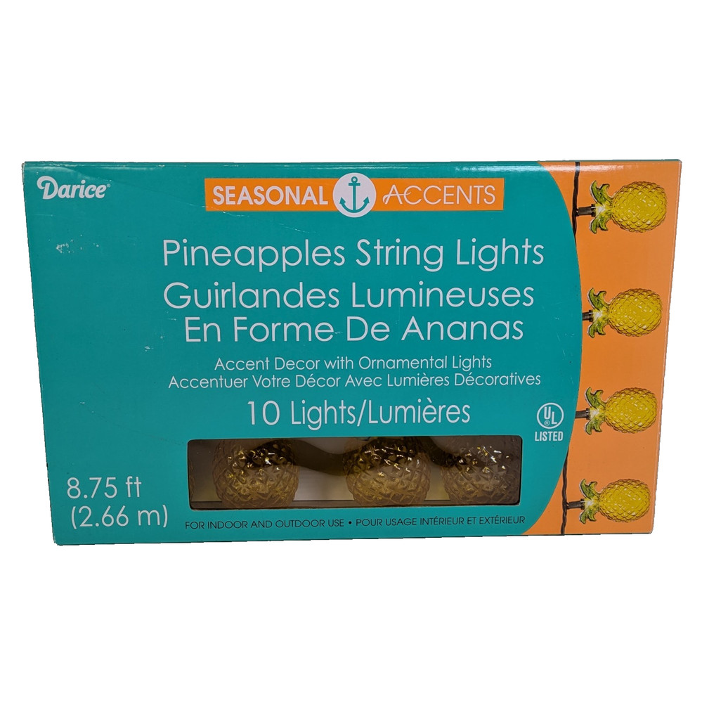 Pineapple String Lights Darice 8.75' 10 Lights 3" Hard Plastic Blowmold Camper