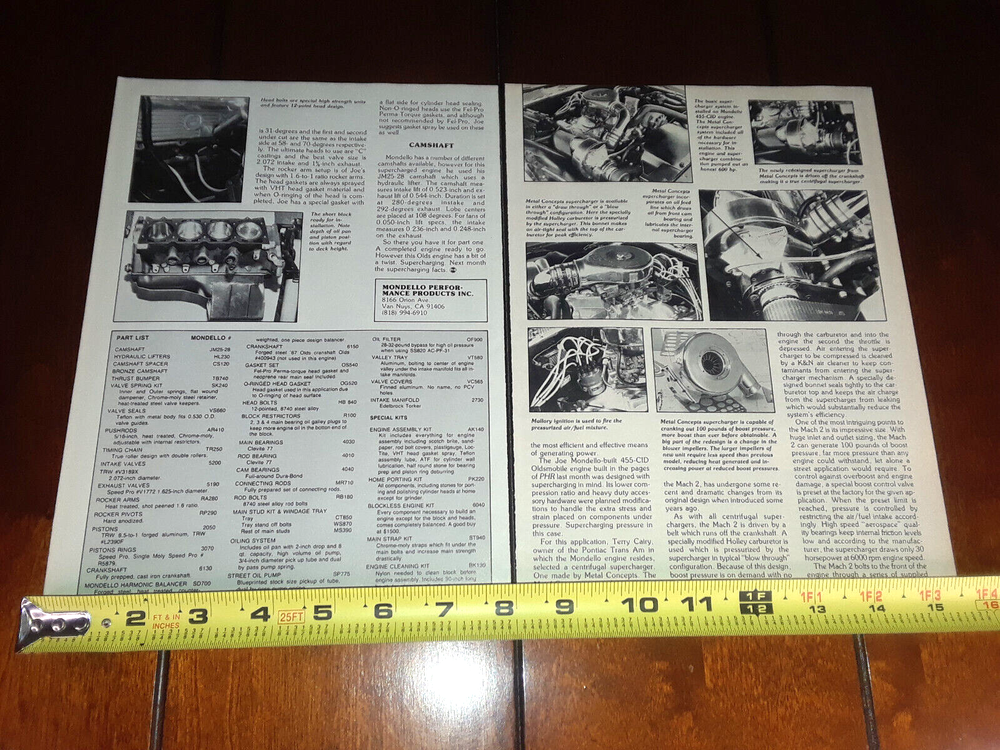 JOE MONDELLO OLDS 455 TRANS AM ORIGINAL 1985 ARTICLE