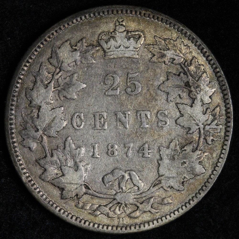 1874-H Canada SILVER Twenty Five Cents E308 WAICH