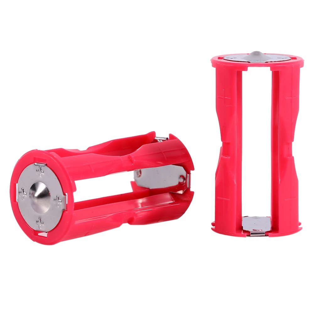 ♡ Red Portable 4pcs 4AAA To C Size Parallel Battery Convertor Adapter Holder