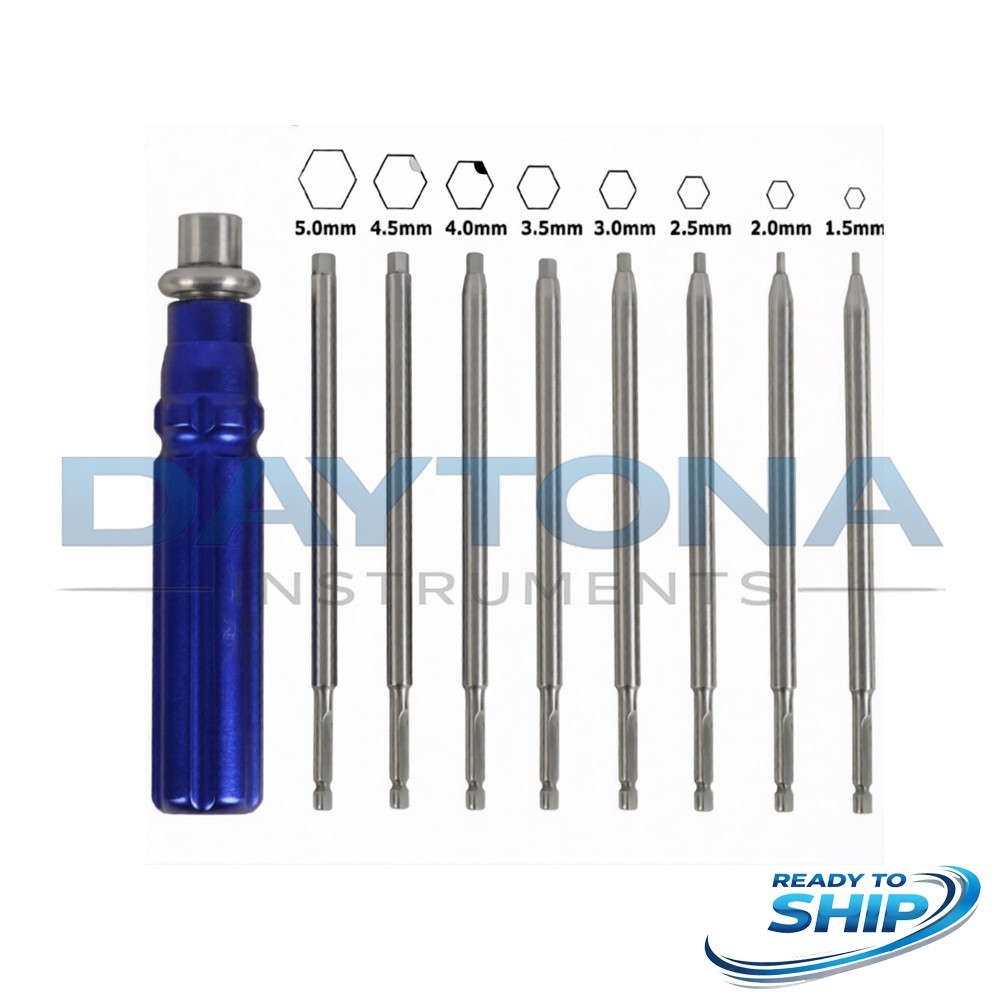 Orthopedic Bone Screwdriver with Quick Coupling Handle Set