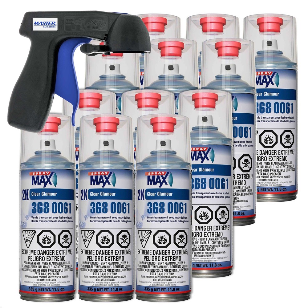 SprayMax 2K Glamour High Gloss Clearcoat (12 pack) with Spray Can Trigger Handle