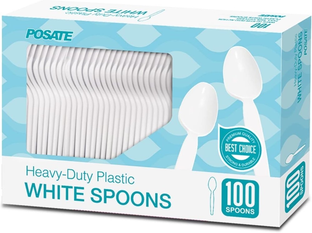 Heavyweight Plastic Spoons Clear 100 Count