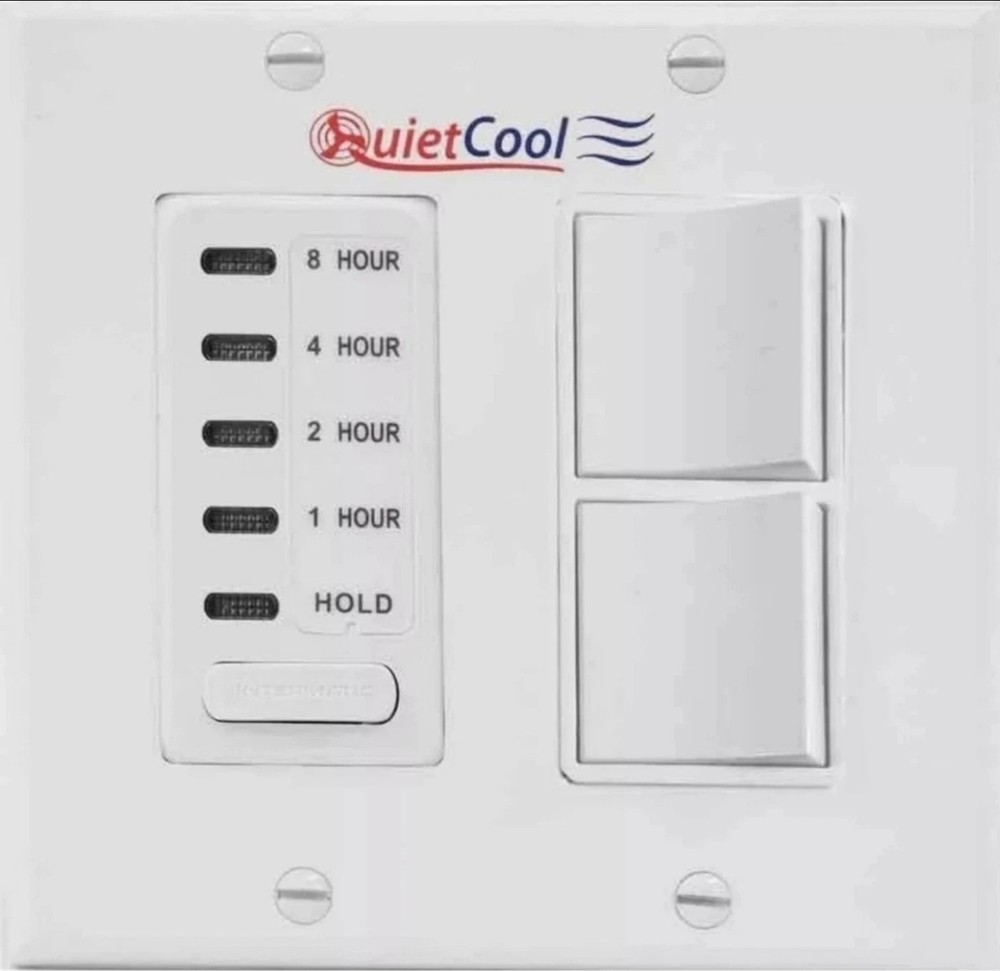 NEW QuietCool Combo 3 Speed Control Switch & 8 Hour Timer with 2-Gang Wall Plate