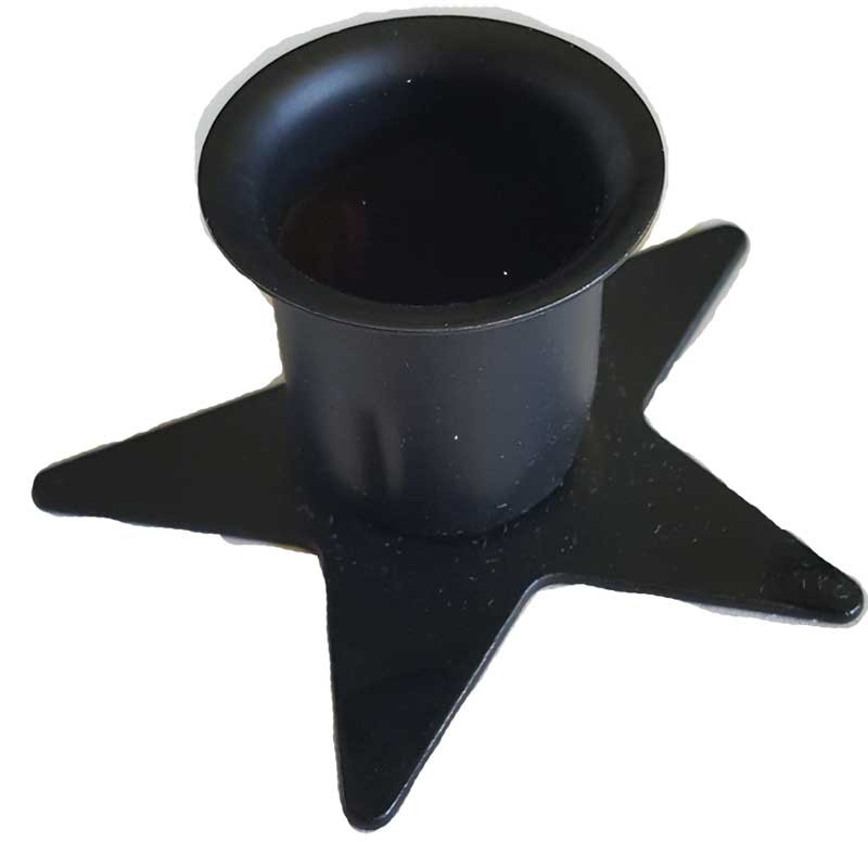 Star Pentagram Base Taper Candle Holder, Black