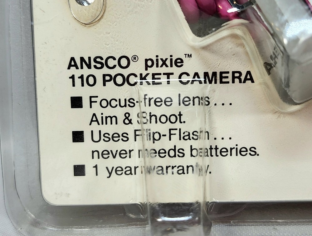 Vintage PIXIE POCKET CAMERA 110mm White Keychain ANSCO 1980s