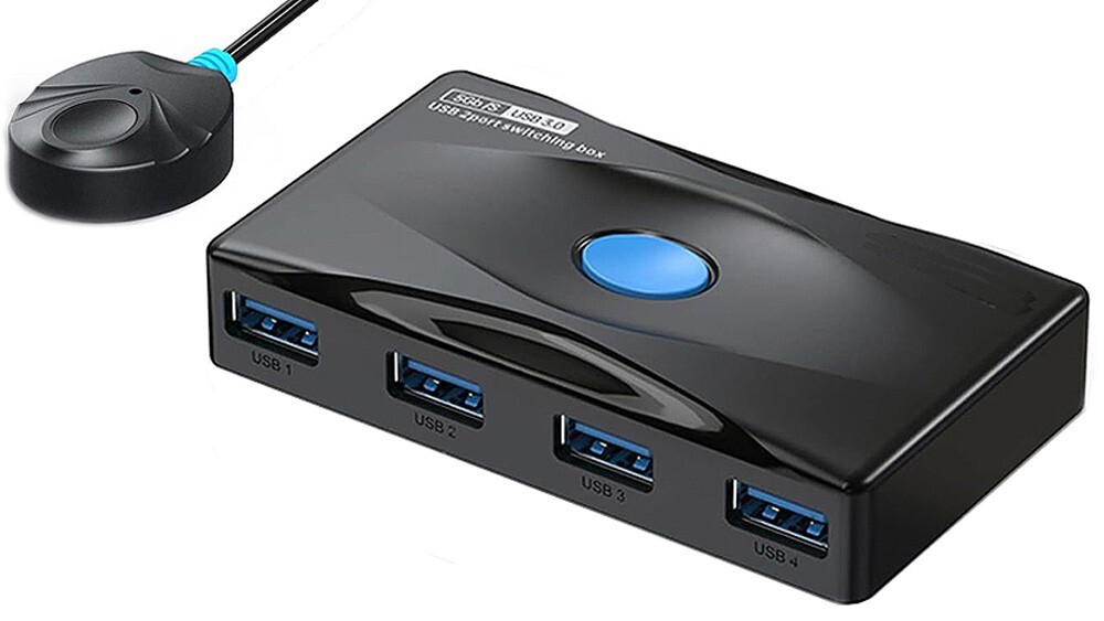 Premium USB 3.0 Switch For 4 USB Device Sharing By 2 Computer