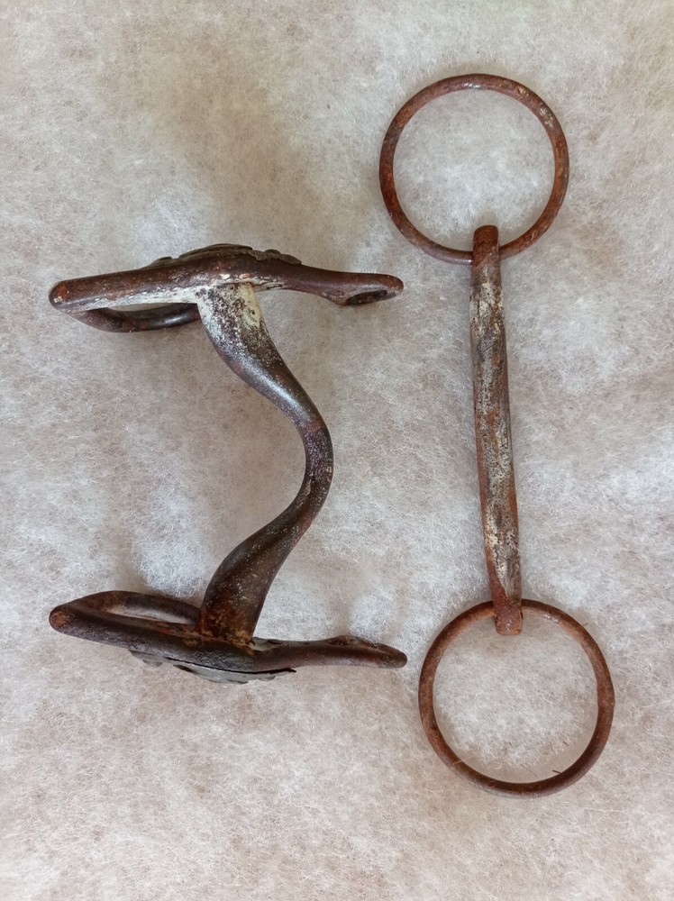 Original Rare Antique Primitive short shank iron bit.