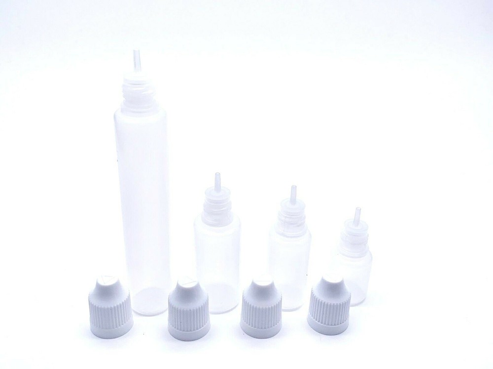 2pcs x Empty Squeezable Plastic E Dropper Reuse Bottles in Various Size UK