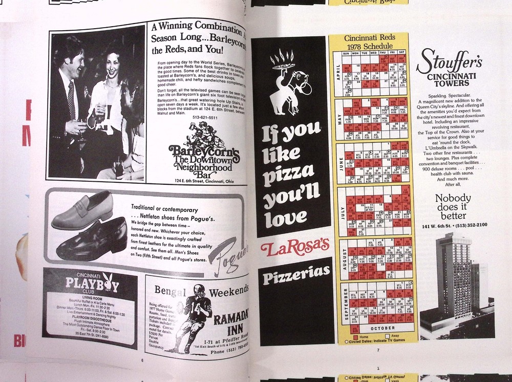 1978 Cincinnati Reds MLB Baseball Program Vs Philadelphia Pete Rose Big Red