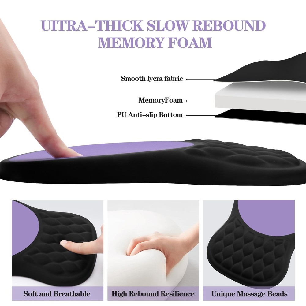Ergonomic Mouse Pad with Wrist Support, Memory Foam Mousepad with Massage Des...