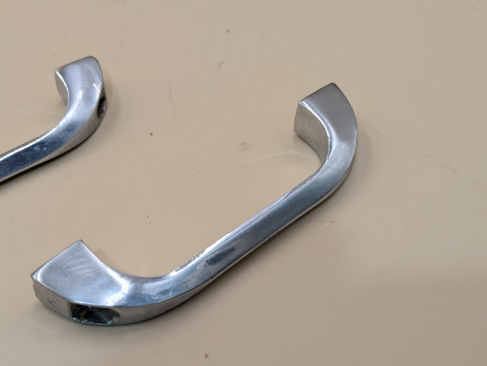 Pair Vintage Surrey Ware Mid Century Kitchen Cabinet Drawer Pull Handle Chrome