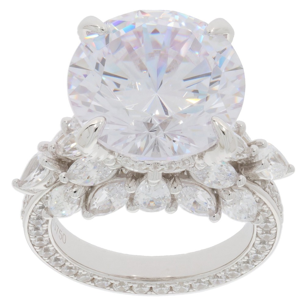 Sterling Silver Semi Mount Ring Setting Round RD 14X14mm Solitaire