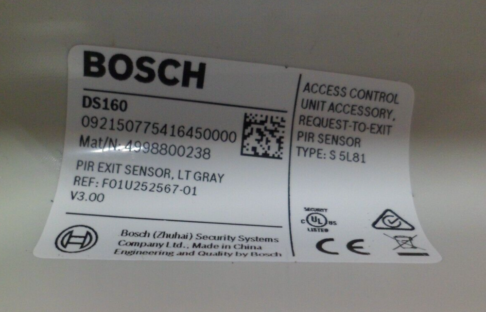 Bosch DS160 Access Control Unit Request To Exit PIR Sensor