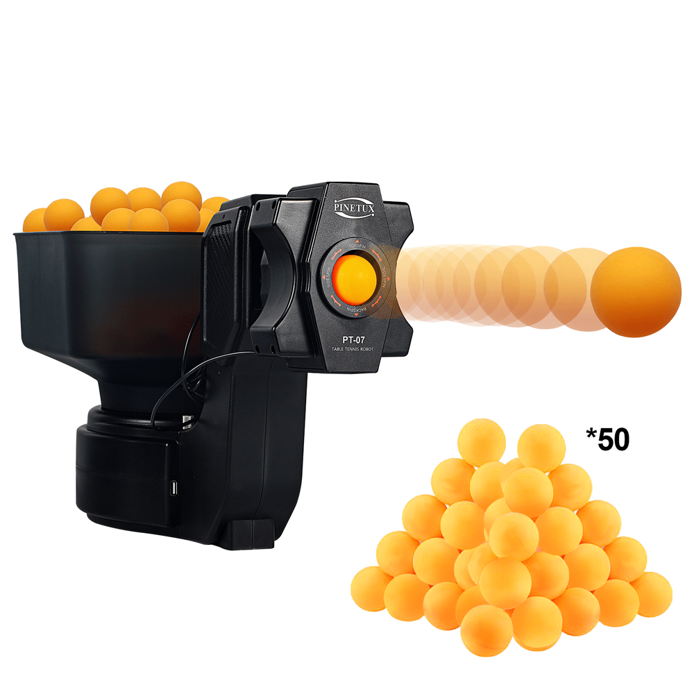 PT-07 Automatic Table Tennis Trainer Robot Ping Pong Training Machine w/50 Balls