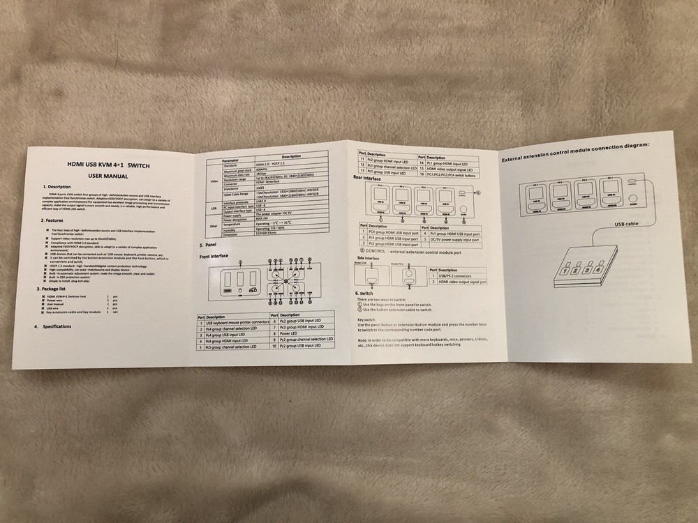 4x1 4K HDMI USB KVM SWITCH
