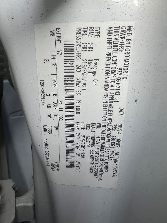 FOCUS 2014 Fuse Box Cabin 8017