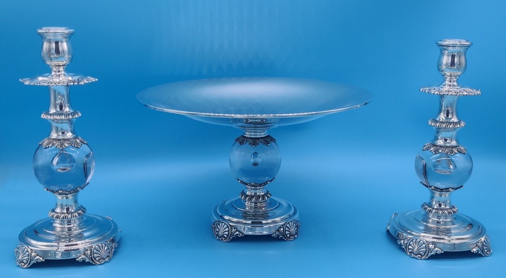 QUAKER SILVER CO. STIRLING CASTLE STERLING SILVER TABLE GARNITURE