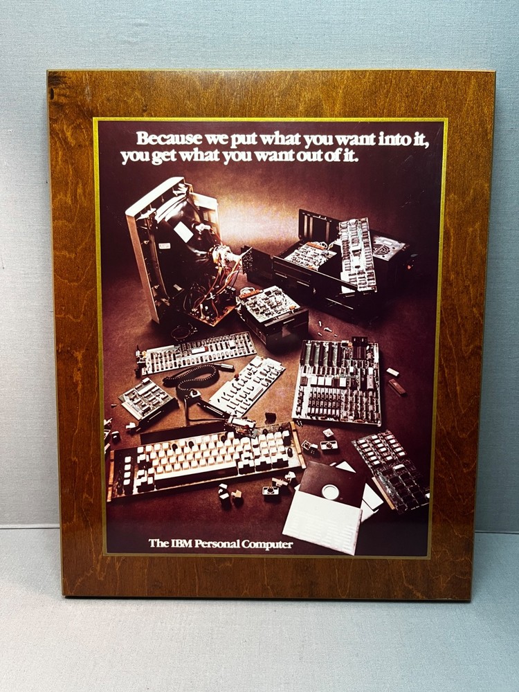 Vintage IBM Computer Advertising Wooden Plaque