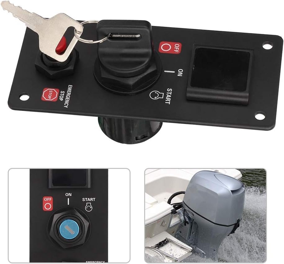 Acouto Outboard Ignition Key Switch Panel Single Engine On-Off-Start w/ Keys