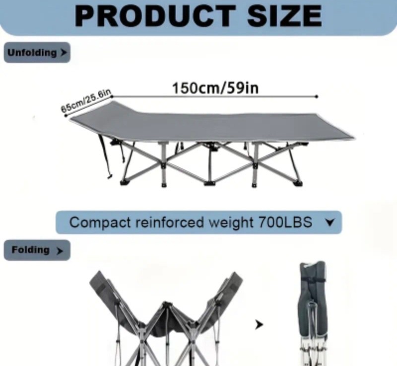 Folding Camping Cot Folding Bed Portable Military Heavy Duty