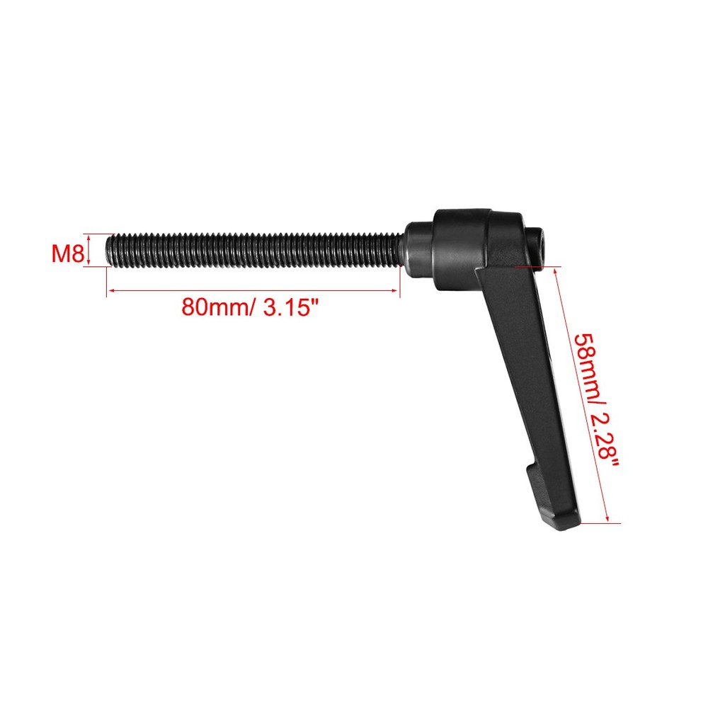 M8 x 80mm Handle Adjustable Clamping Lever Thread Male Threaded Stud 2 Pcs