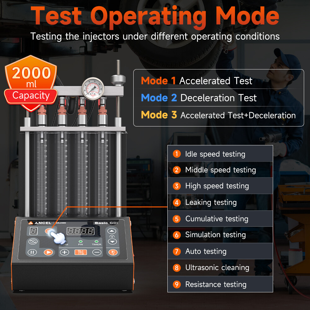 ANCEL ANJ400 Fuel Injector Cleaner Tester Low-resistance Injector Test Function