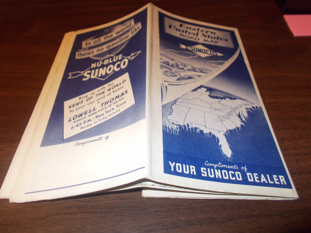 1941 Sunoco Eastern US Vintage Road Map
