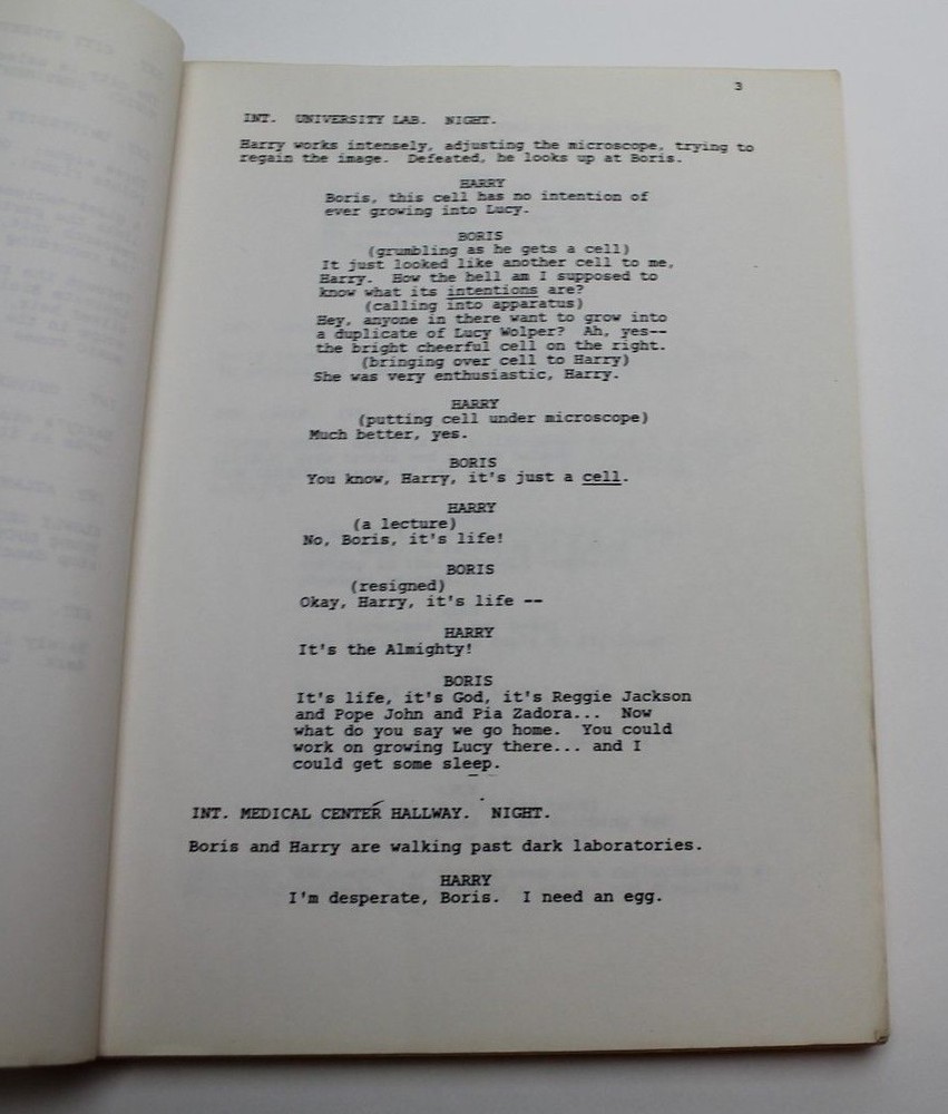 CREATOR / Jeremy Leven, Office Copy Screenplay, eccentric scientist 1980s Sci Fi