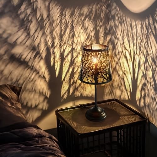 Table Lamp with Dimmer, 3 Levels Dimmable Black Shadow Table Lamp, Touch Switch