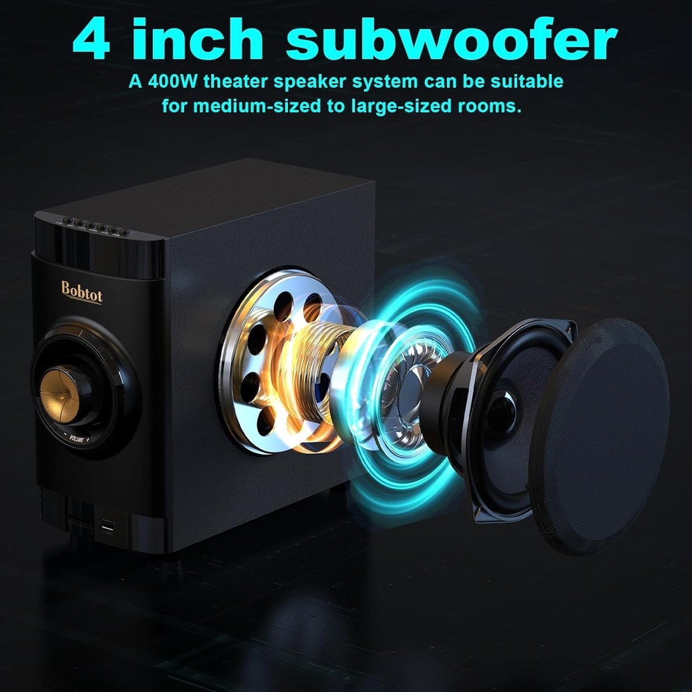 5.1 Home Theater System w/ 4" Subwoofer Bluetooth ARC Optical