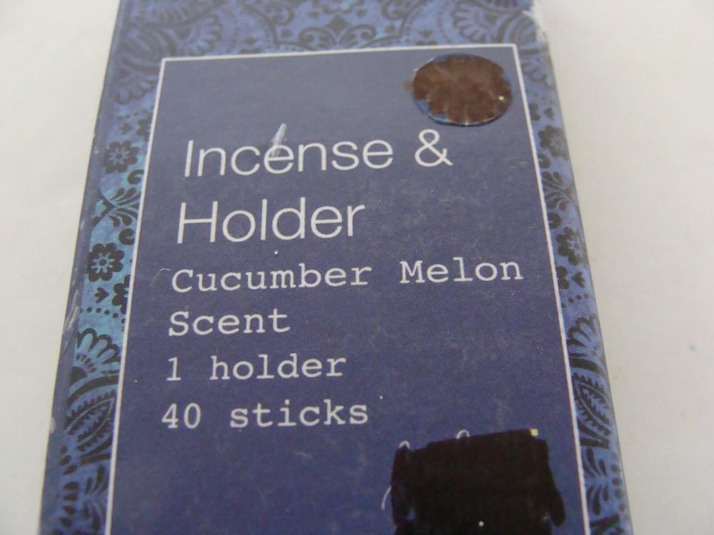 NEW Design Group Incense Holder Wt. Ceramic w 40 CUCUMBER MELON STICKS