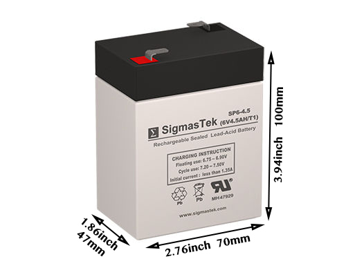SigmasTek 6V 4.5AH Replacement Battery For Lithonia ELB06042 Emergency Light