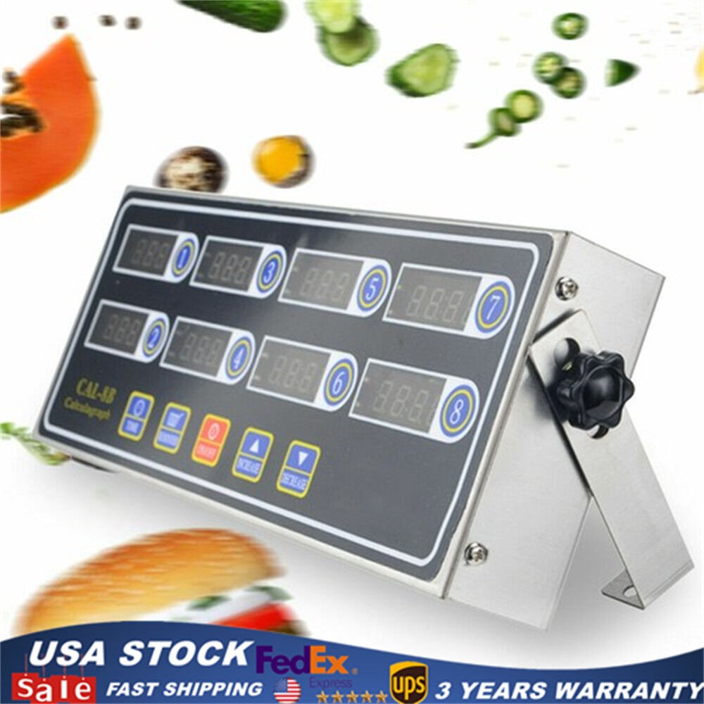 8 Channel Commercial Digital Timer Calculagraph Kitchen Loud Countdown Modern US