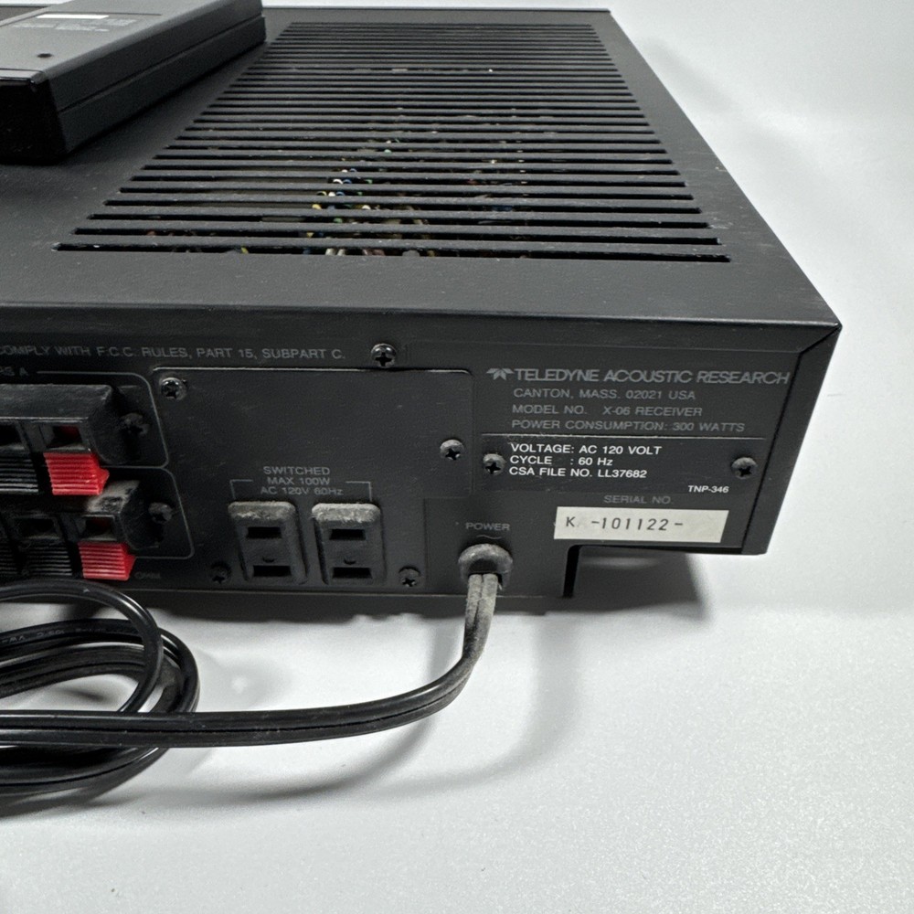 Acoustic Research X-06 Stereo Receiver Tested & Working Includes Control