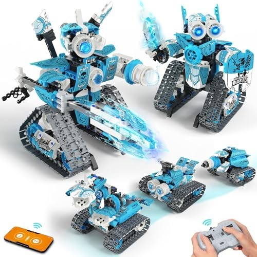5 in 1 STEM RC Robot Building Kit, 398PCS APP & Remote Control Blocks DIY...