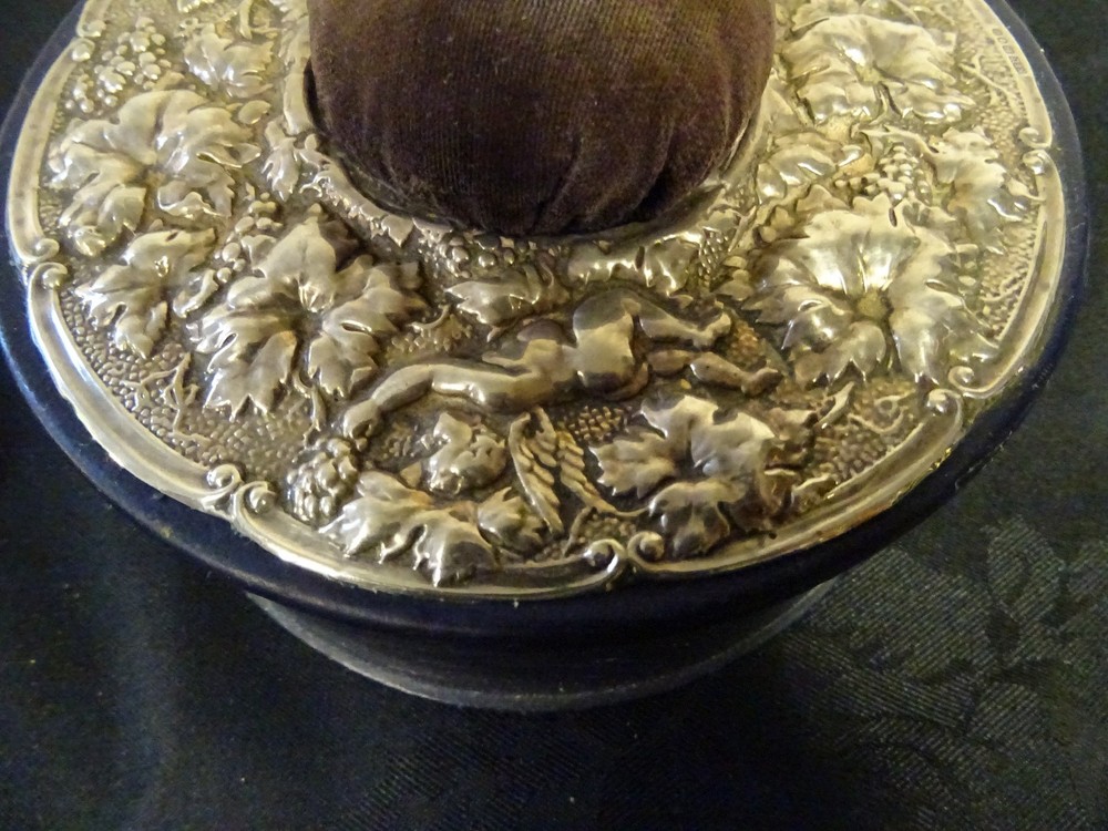 Victorian Style Solid Silver Top Sewing Box With Pin Cushion London 1991