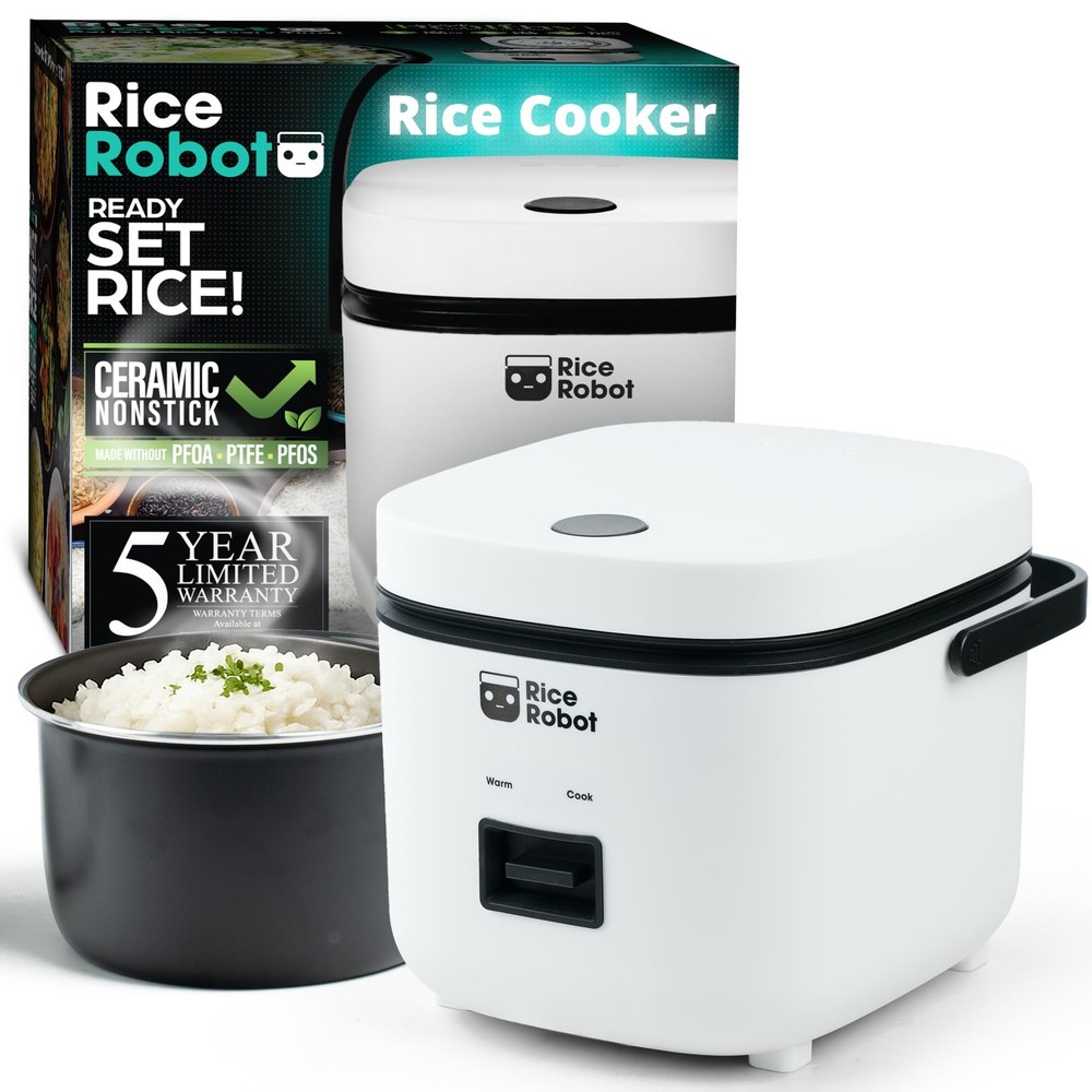 Rice Robot Personal Cooker, 2-Cup (Uncooked) | 4-Cup Cooked, White