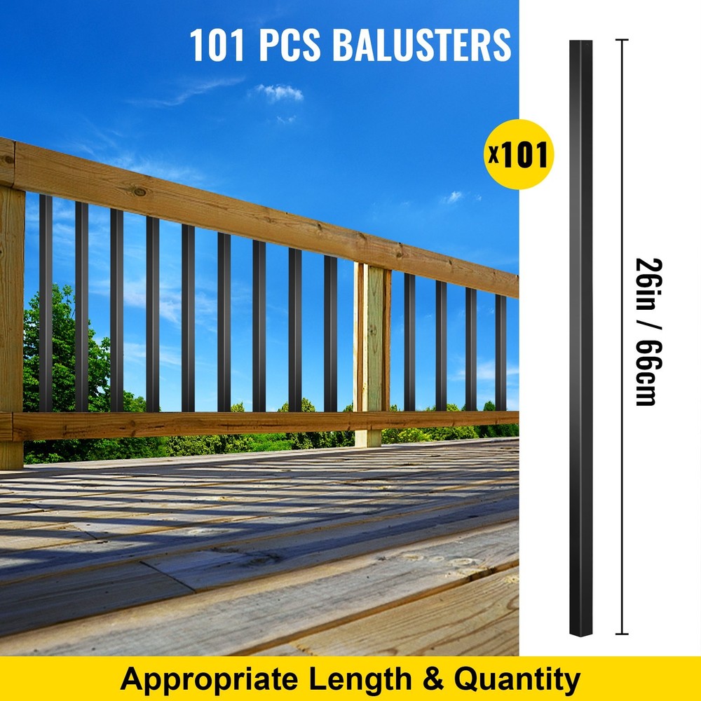 Deck Balusters 101 Pack Metal Deck Spindles 26\"x0.75\" Staircase Baluster