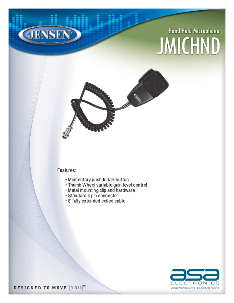 Jensen JMICHND Hand Held Microphone, Momentary Push to Talk Button
