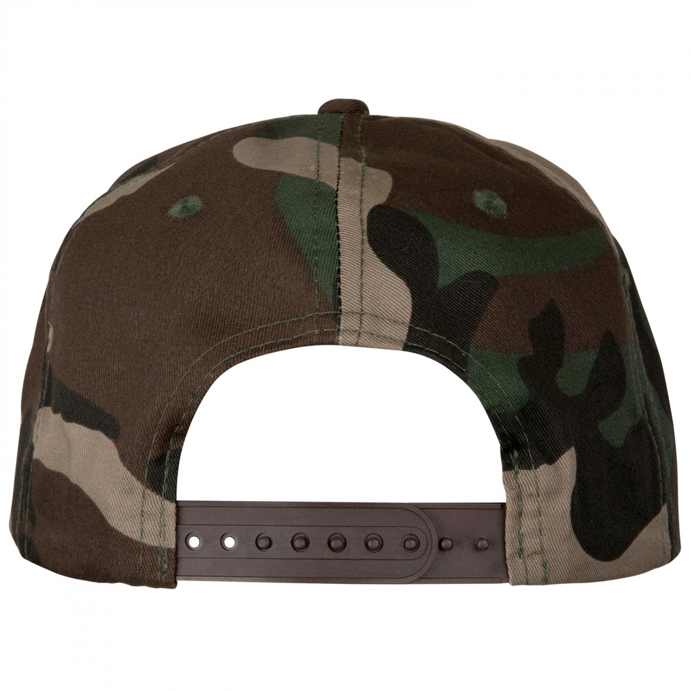 Peanuts Camo Snoopy Adjustable Flat Bill Hat Multi-Color