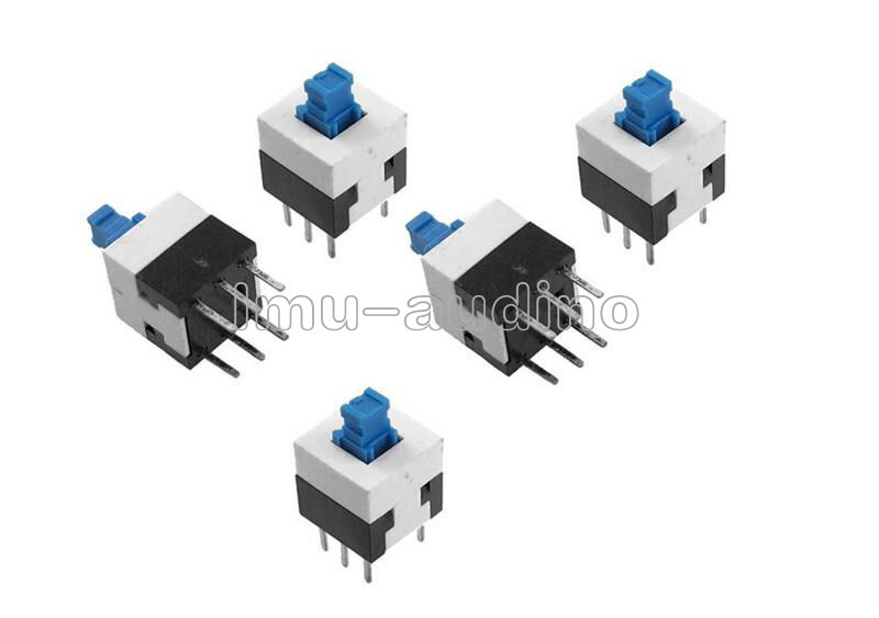 20pcs 8X8mm Cap Selflocking Type Square Blue Button Switch Control NEW